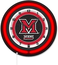 Holland Bar Stool Clk19BKMia-OH NCAA 19 in. Dia. Miami University OH Double Neon Wall Clock Black