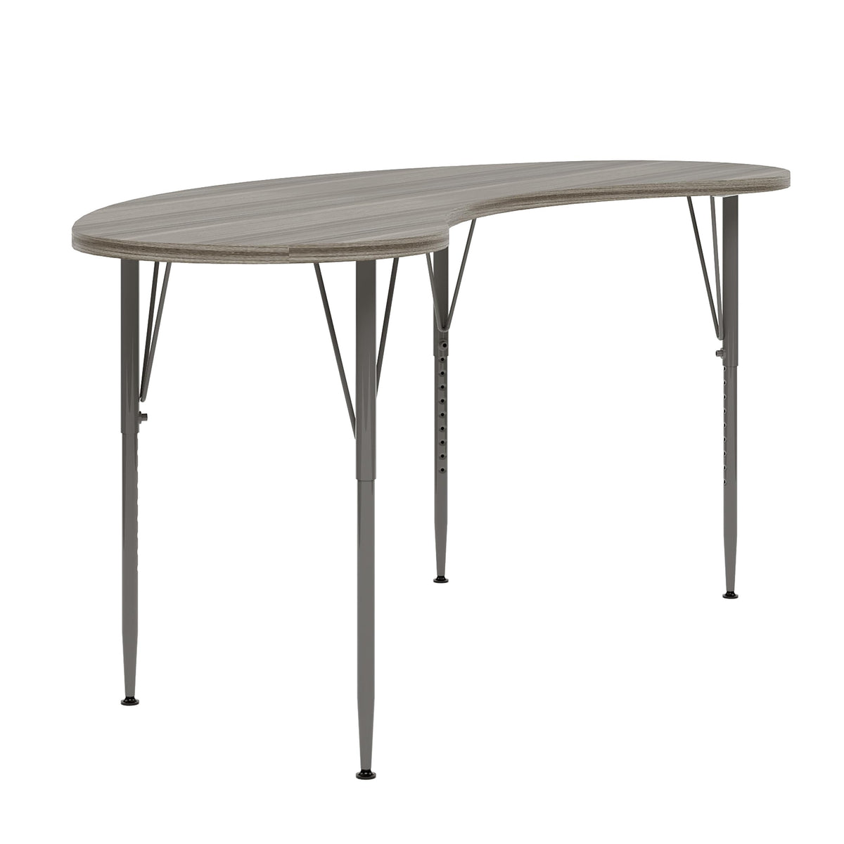 Curved Table 72" Wide (Shadow Elm Gray) by Tot Mate – 3/4" Thick Industrial Grade Wood With Laminate Surfacing, Shadow Elm Gray, Model TM9373