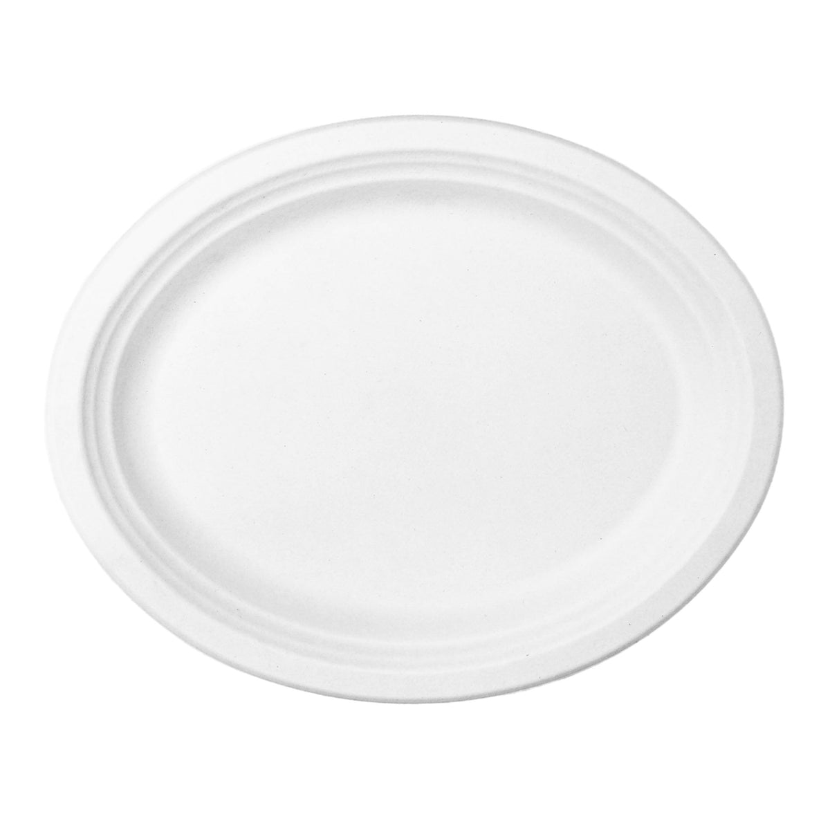 100% Compostable Oval Paper Plates by Responsible Products – 12 x 10 inch (500 Count), Renewable Plant Fiber, Classic White, Pack of 500, Model RP-12X10OP-NPAW-500