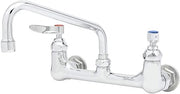 T&S Brass B-2414 Double Pantry Faucet, Wall Mount, 8" Centers, 8" Swing Nozzle, Eternas with Lever Handles