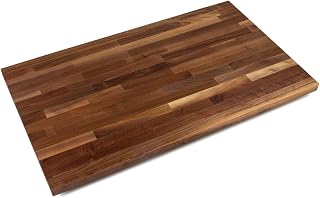 John Boos WALKCT-BL4838-O Blended Walnut Solid Wood Finish Natural Edge Grain Kitchen Cutting Board Island Counter Top Butcher Block, 48" x 38" x 1.5"