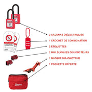 Electrical Consignation Kit by Master Lock – 23.4 cm x 20.0 cm x 6.0 cm, Nylon, Red, Model ELECKIT-FR