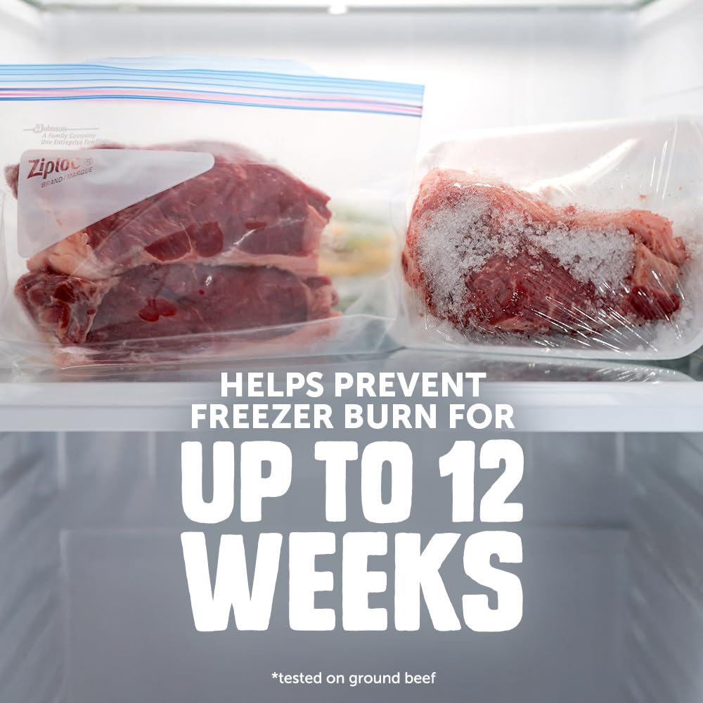 Half Gallon Food Storage Freezer Bags by Ziploc – Half Gallon, 1.89 liters, Pack of 9, Model 386241