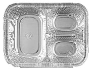 Handi Foil Oblong 3 Compartment Tray with Lid - 250 per case. by Handi-Foil – 8.75" x 6.75" x 1.5", Aluminum, Silver, Pack of 250, Model 2045-35-250W