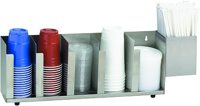 CTLD-22A - Five Section Stainless Steel Cup and Lid Organizer with SH-1 Straw Attachment