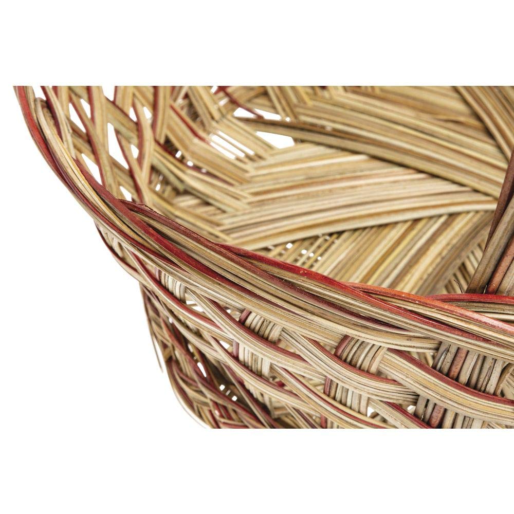 Two-Tone Coco Rib Gift Basket with 13"H Handle -12 1/2"Dia x 4"H by HILLS IMPORTS INC – Red