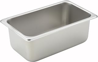 Winco 4" Silver 1/4 Size Deep Metal Steam Pan (Set of 48)