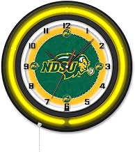 Holland Bar Stool Clk19BKNDakSt NCAA 19 in. Dia. North Dakota State University Double Neon Wall Clock Black