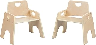 ECR4Kids Stackable Wooden Toddler Chair, 10in, Kids Furniture, Natural, 2-Pack