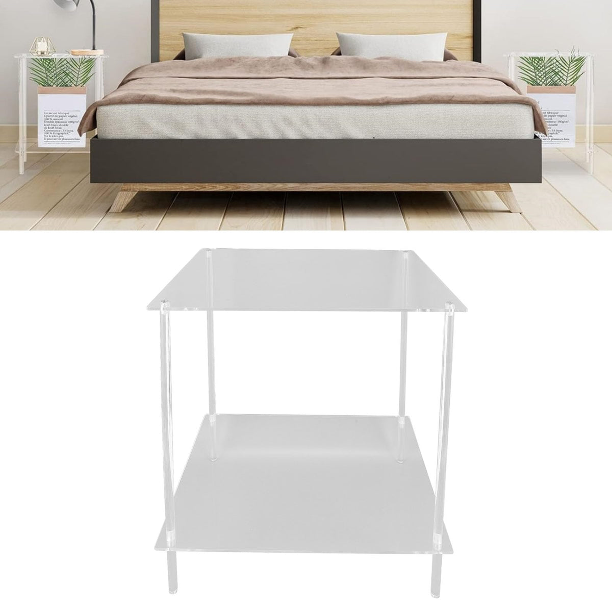 Acrylic 2 Tier Side Table by POCREATION – #911, Model POCREATIONuz32h0vksn