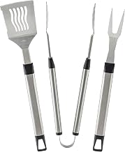Tablecraft 12230 3-Piece BBQ Grilling Tool Set, 17.5” Stainless Steel, Includes Tongs, Fork & Turner, Durable Outdoor Barbecue Tools, Dishwasher Safe