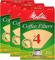 Melitta Cone Coffee Filters, Natural Brown #4, 300Count (Pack Of 3)