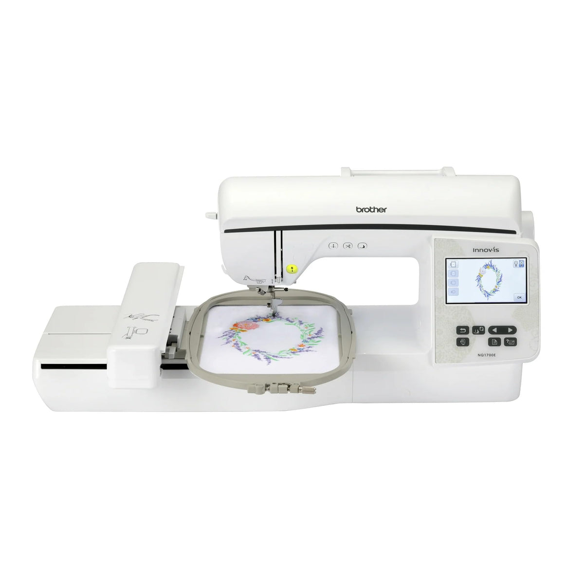 Inno-vis Embroidery Machine With BES Blue Software by Brother – 16"x27"x11", Metal, White, Model NQ1700E