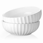 DOWAN Serving Bowls, 86 oz Ceramic Set, Pumpkin Shape, White