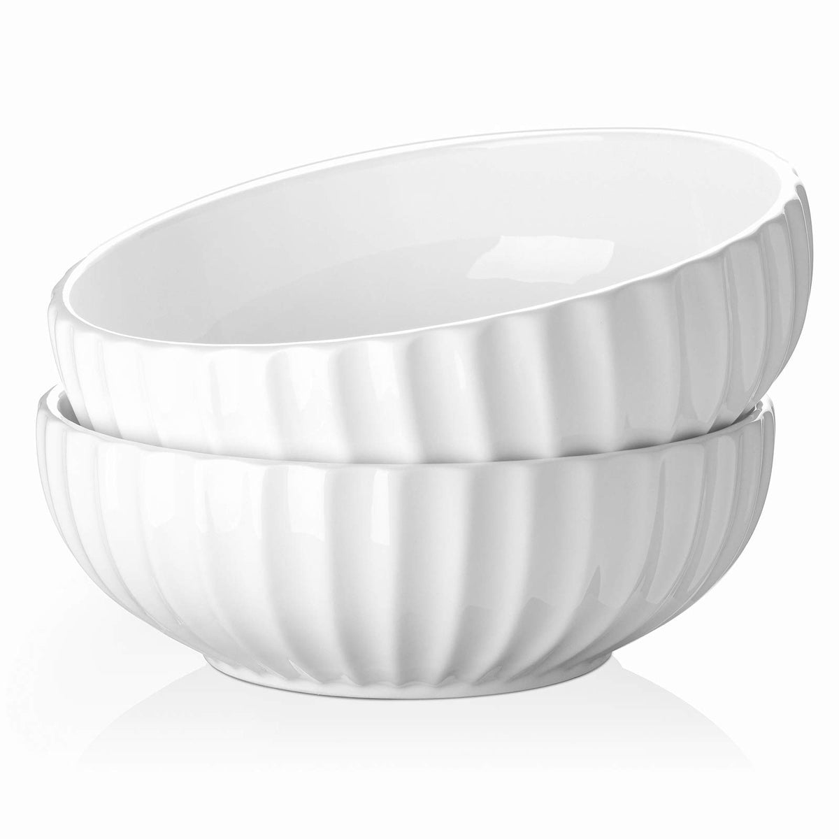 DOWAN Serving Bowls, 86 oz Ceramic Set, Pumpkin Shape, White