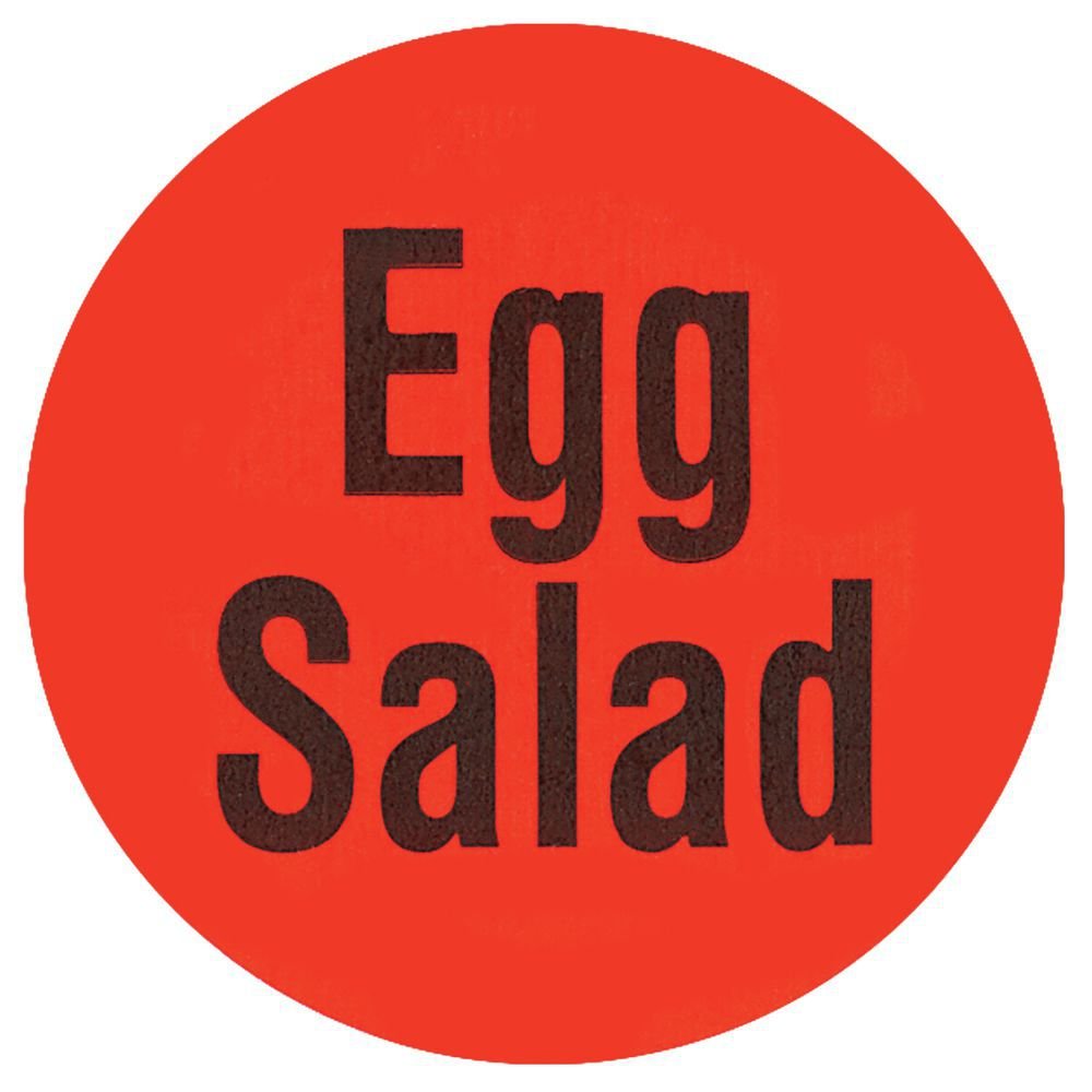 Egg Salad Labels Red Deli Dot Packaging Labels Black Imprint - 1"Dia 1000 Per Roll by HUBERT – 1 inch, Paper, Red, Pack of 1000, Model 12709