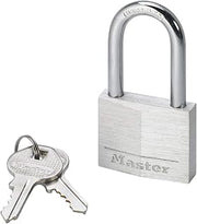 Master Lock 9140EURDLF Key Padlock in Aluminium with Medium Shackle, Grey, 4 x 7.6 x 1.3 cm