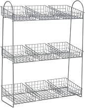 HUBERT Silver Wire 3-Tier Countertop Display Stand With 9 Baskets - 19" L x 7 3/4" W x 24" H