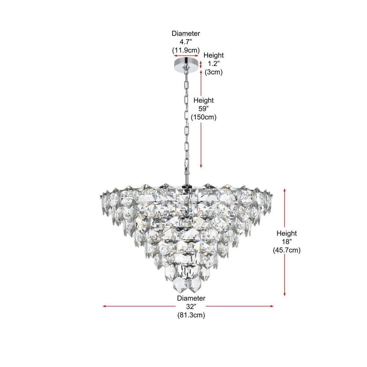 Adaline 15 Light Chandelier Chrome by Lighting Design – Iron and Crystal, Chrome