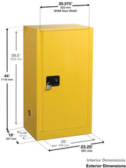 Justrite Red / 20 Gallon / Self-Close Cabinet Safes