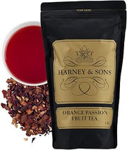 Harney & Sons Orange Passion Fruit Herbal Tea, Loose Leaf, 16 oz | Caffeine-free herbal tea with orange, passion fruit, rosehips, hibiscus, and apple pieces.