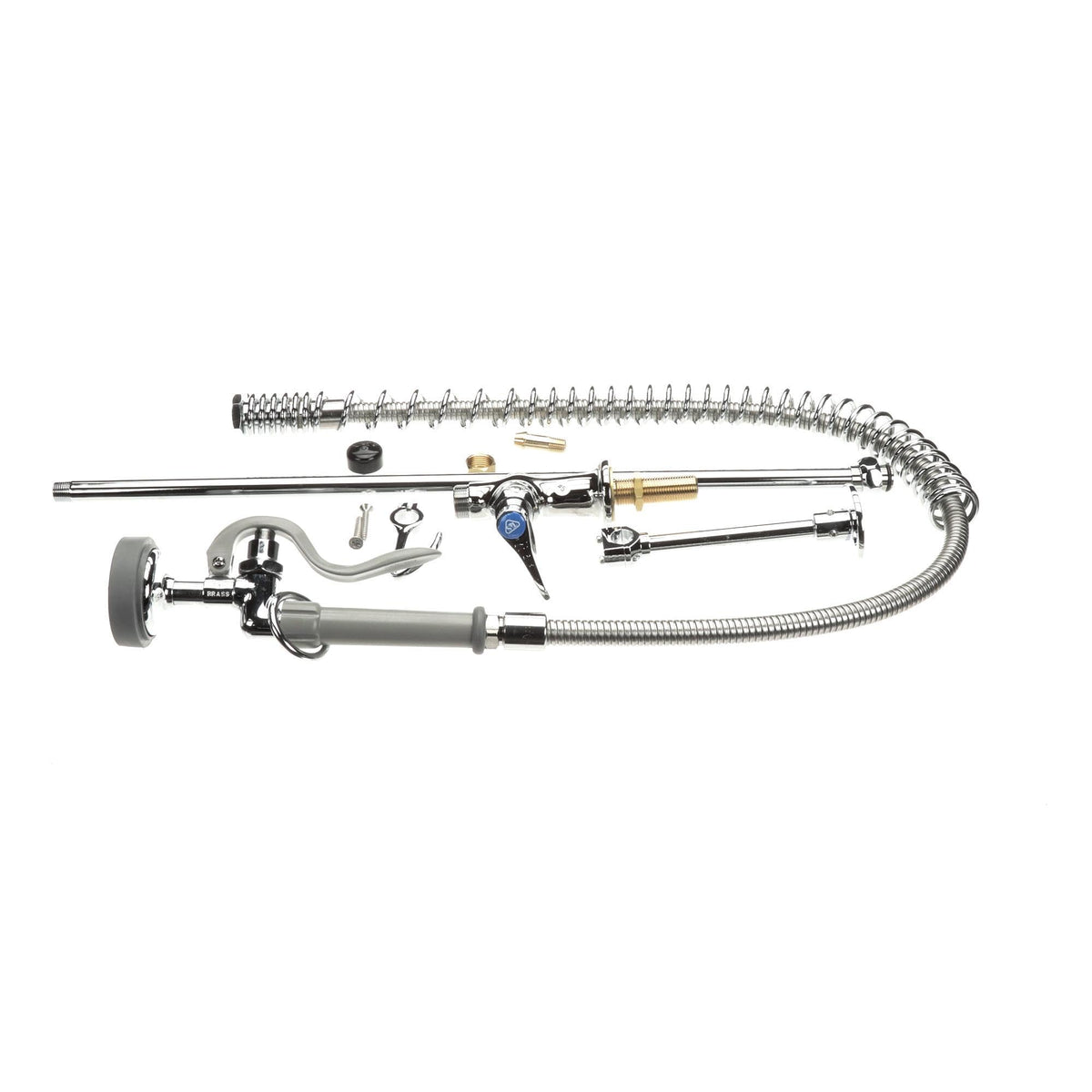 Pre-Rinse Spring Action Deck Mount Single Temperature Control Wall Bracket by T&S Brass – Polished Chrome, Model B-2285-B