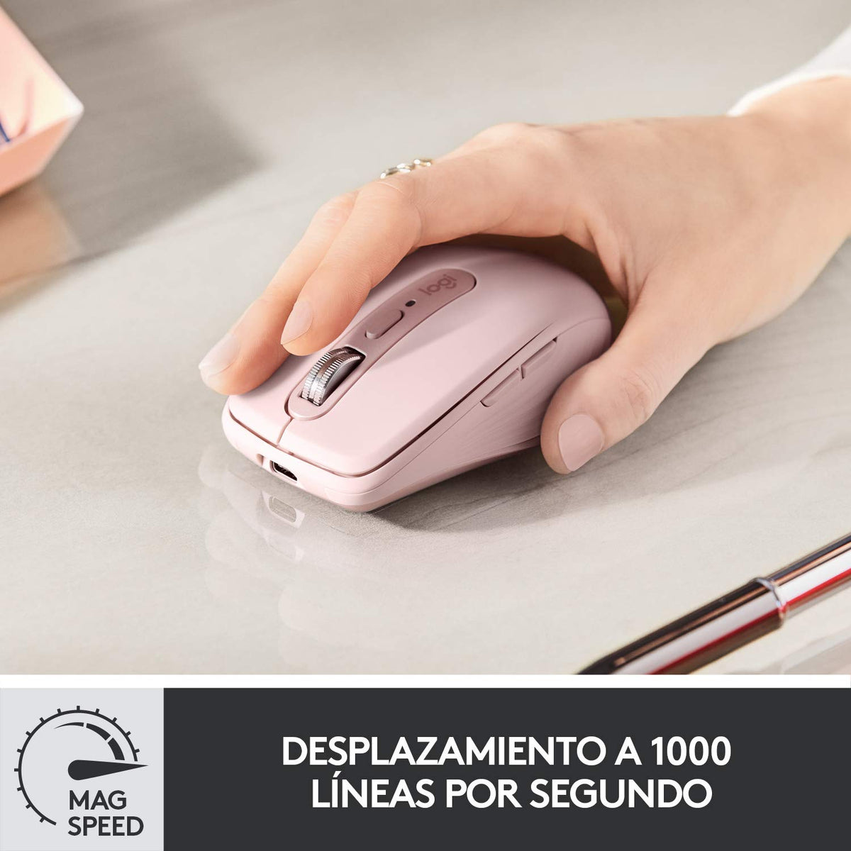 MX Anywhere 3 Compact Performance Wireless Mouse 4K DPI - Rose by Logitech – Pink, Model 910-005994