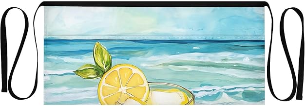 Lemon Drink Waist Apron with 3 Pockets Waiter Server Short Aprons 25.2x11.8 Inch Stain Resistant Apron for Kitchen Garden Restaurant 1 Pack