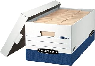 Bankers Box 12 Pack Presto Heavy-Duty File Storage Boxes, Instant Assembly, Lift-Off Lid, Letter, White/Black