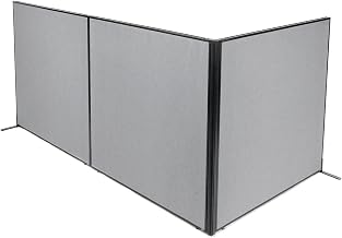 Global Industrial 60-1/4"W x 60" H Freestanding 3-Panel Corner Room Divider, Gray