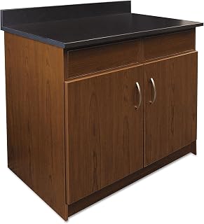 Safco Products 1701MH Modular Hospitality Breakroom Base Cabinet, 2 Doors/1 Drawer/1 Adjustable Shelf, Mahogany Base/Rustic Slate Top