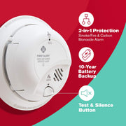 SC9120B Corded Electric Combination Alarm with Adapter Plugs for Easy Replacement by First Alert – No Size, Plastic, white, Model 1039807
