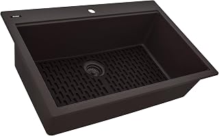 Ruvati 33 x 22 inch epiGranite Drop-in Topmount Granite Composite Quartz Single Bowl Kitchen Sink - RVG1080ES