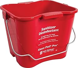 San Jamar Kleen-Pail Pro, Bucket with Handle for Cleaning Products in Commercial and Home Setting, 6 Qts, 1 Count, Red