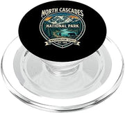 North Cascades National Park Washington State Vintage Badge PopSockets PopGrip for MagSafe