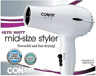 Conair 1875 Watt Mid-Size Styler Hair Dryer, White 1 ea ( 2 pack)