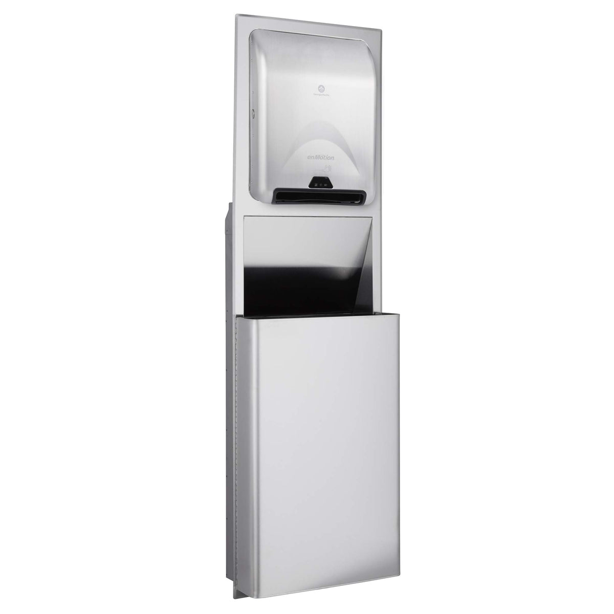 Recessed Trash Receptacle for 16" Cavities by GP PRO (Georgia-Pacific) – 17.2" L x 7.75" W x 56" H, 12.0 gallons, Stainless Steel, Model 59491