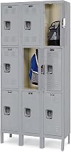 Premium 3-Tier Steel Locker - 12x12x24 Opening - 3 Locker Wide - Set-Up - Gray