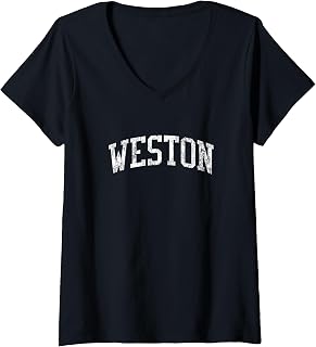 Womens Weston MA J02 Vintage Athletic Sports Design V-Neck T-Shirt