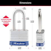 Outdoor Padlock with Key by Master Lock – 1-1/2" shackle, Alloy Steel, Steel, Model 3DLF