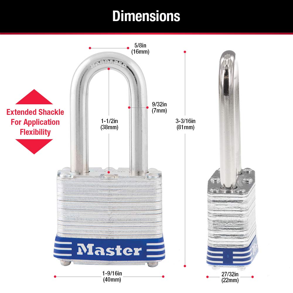 Master Lock Steel / 1-1/2" shackle / 1 Pack Keyed Padlocks