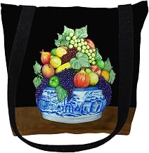 Betsydrake TY039G 18 x 18 in. Fruit Bowl Tote Bag - Large Black