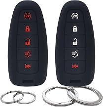 2Pcs Silicone 5 Buttons Key Fob Cover Remote Case Keyless Protector Compatible with Ford C-Max Edge Escape Expedition Explorer Flex Focus Taurus Lincoln MKS MKT MKX Navigator (Black)