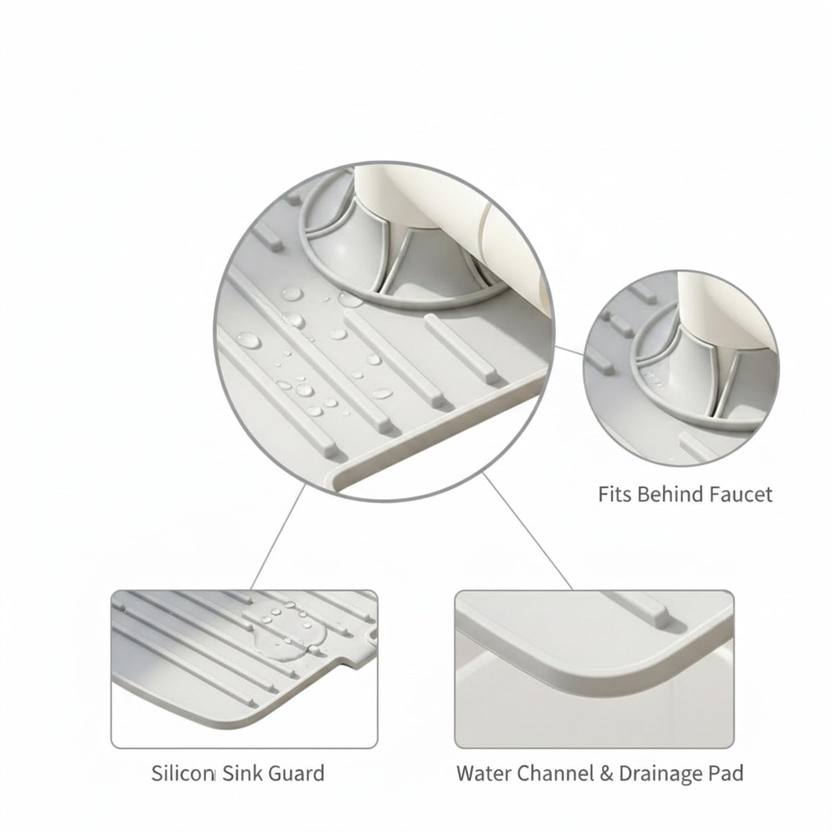Silicone Splash Guard Mat by Generic – 13.78 x 5.71 x 0.59 in, Silicone, Gray, Model J2026K08W16A0810120Z5TIJ