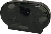 Thunder Group PLRPD396 Jumbo Twin Tissue Dispenser, 19" x 5" x 12-1/4", Full-Swing Replaceable Cover, Key-Lock, Holds up to (2) 9" Dia. Rolls, Plastic, tranparent