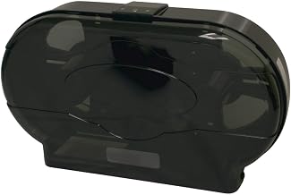 Thunder Group PLRPD396 Jumbo Twin Tissue Dispenser, 19" x 5" x 12-1/4", Full-Swing Replaceable Cover, Key-Lock, Holds up to (2) 9" Dia. Rolls, Plastic, tranparent