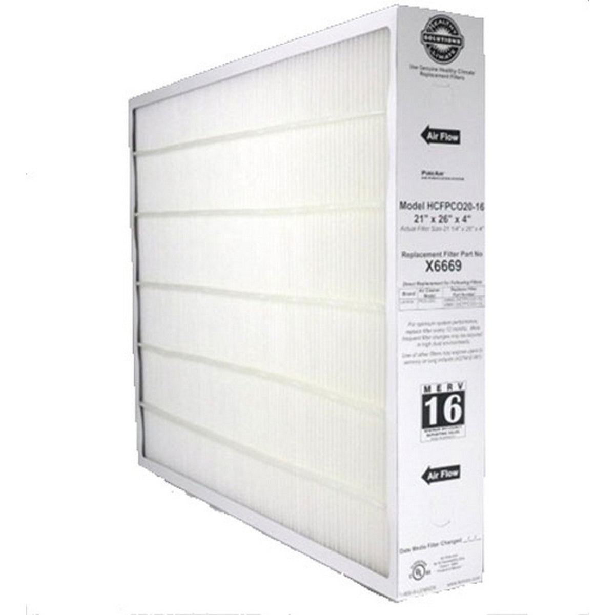 MERV 16 Filter by Lennox – 26" x 21" x 4", Pleated, Model X6669