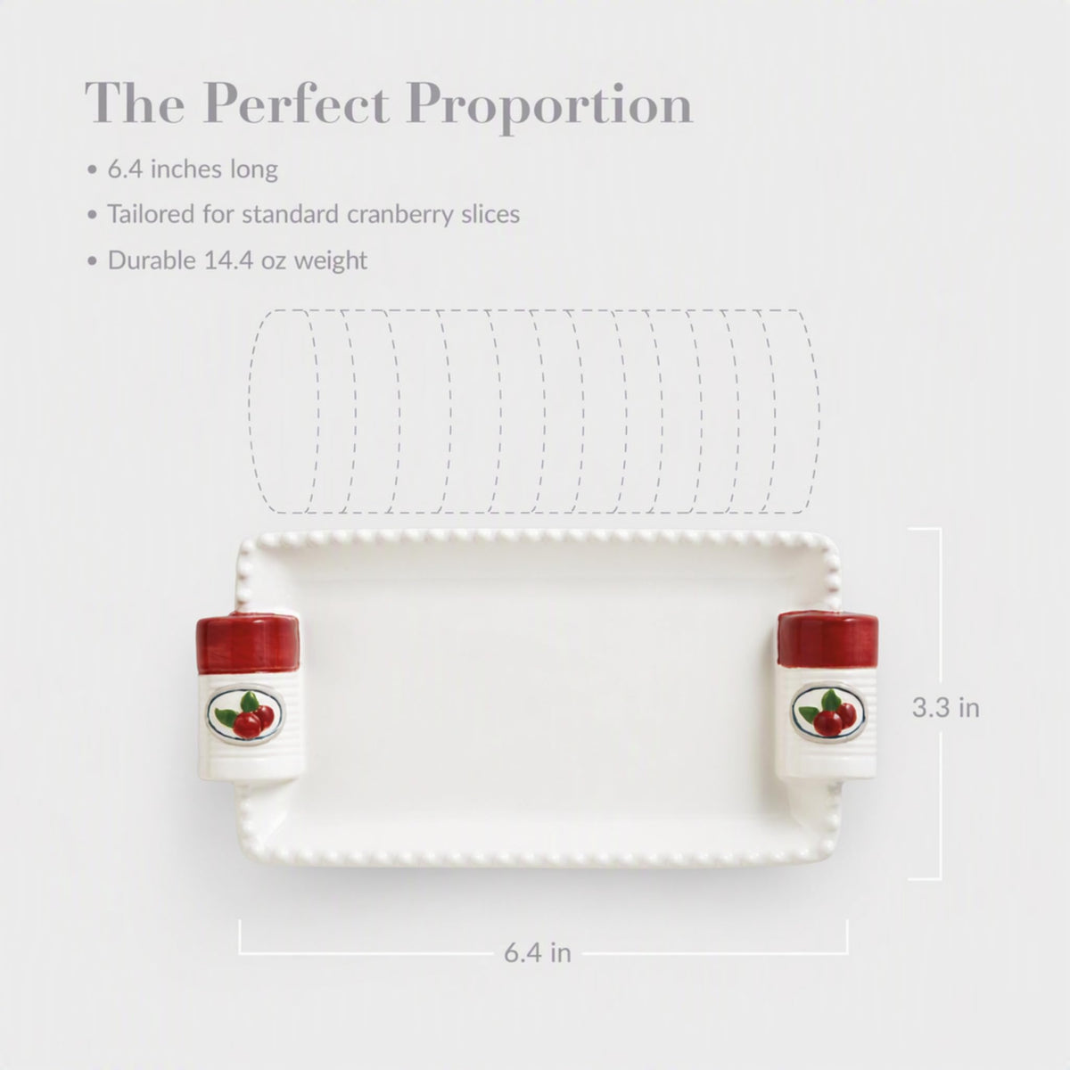 Mud Pie Ceramic Serving Tray, 4.5 x 9 Inch, White