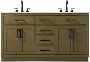 Alden 60" Double Bathroom Vanity in Chestnut Brown
