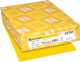 Astrobrights Card Stock, 8-1/2 x 11 Inches, Sunburst Yellow, Pack of 250